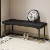 Multifunctional Shoe Bench, Sturdy Metal Legs With Gold Accents - Black - Image 4