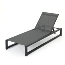 Chaise Lounge With 5 Reclining Positions, Outdoor Patio Lounge Chairs - Black / Gray