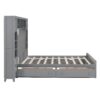 Full Size Bed With All In One Cabinet, Shelf And Sockets, Twin Size Trundle - Gray - Image 6