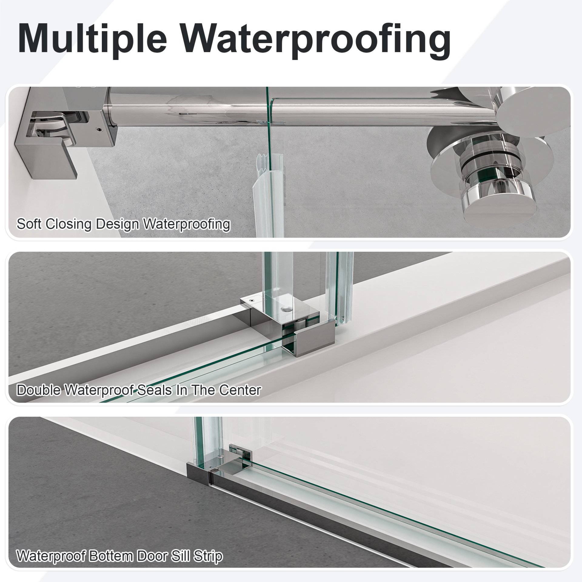 Frameless Single Sliding Shower Door & 8Mm Clear Tempered Glass - Chrome - Image 10