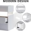 Led Nightstands 3 Drawer Dresser For Bedroom End Table With Acrylic Board LED Bedside Tables For Bedroom Living Room Bedside Furniture - White - Image 4