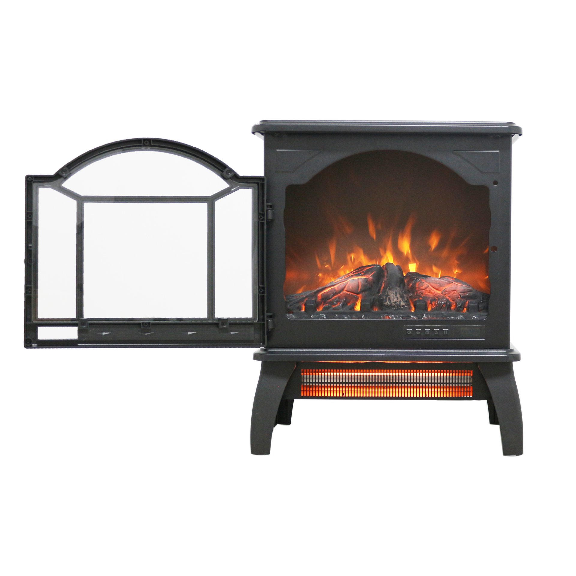 18" 3D Flame Electric Infrared Quartz Fireplace Stove With Remote Control - Antique Black - Image 10