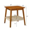 Mid - Century Square Side Table With Woven Shelf - Walnut - Image 3