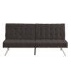 Faux Linen Wood Frame Futon Sofa Bed With Stainless Legs - Espresso - Image 5