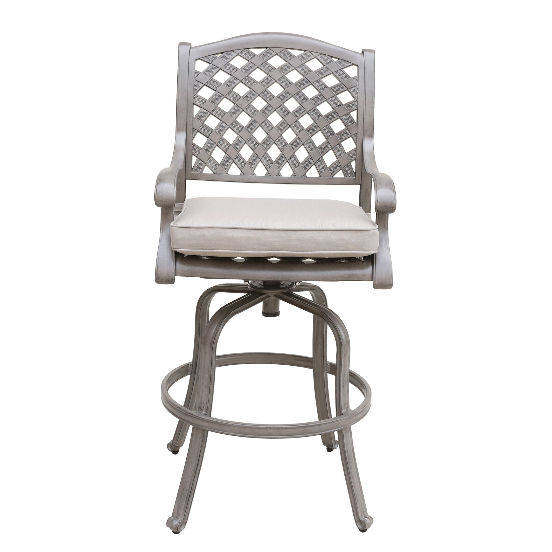 Cast Aluminum Bar Stool With Cushion (Set of 2) - Gray - Image 4