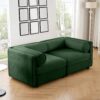 2 Seater Sofa With Storage Seat And Cylindrical Backrest Modern Fabric Loveseat - Green - Image 11