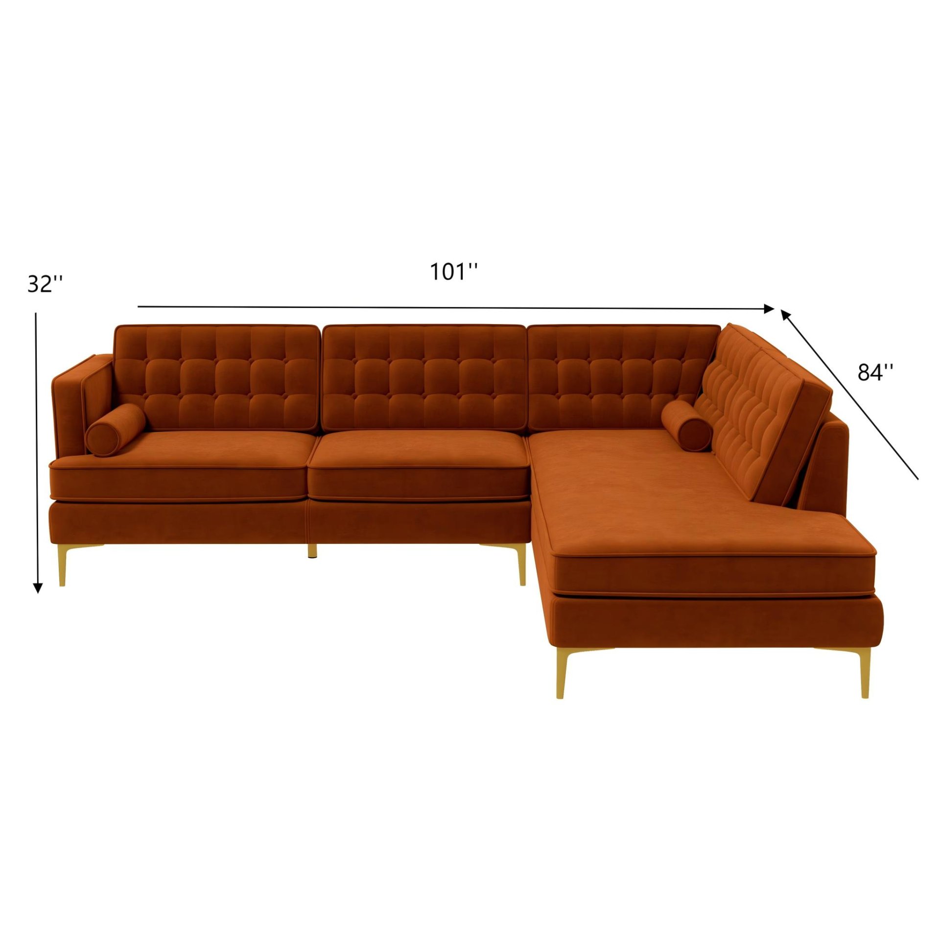 Brooke - Sectional Sofa Right Facing - Orange - Image 3