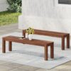 Acacia Wood Outdoor Bench With Beautiful Slat Paneling - Dark Brown - Image 9