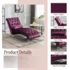 Velvet Chaise Lounge Indoor, Button Tufted Upholstered Chaise Lounge Chair With Pillow For Bedroom Living Room Office - Purple - Image 5