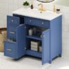 Bathroom Vanity, Transitional Style Bathroom Cabinet With Resin Sink, Single Bathroom Cabinet, With 2 Drawers And 1 Adjustable Storage Shelf, 2 Soft-Close Doors - Navy Blue - Image 25