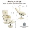 Recliner Chair With Ottoman 360° Swivel Massage Lounge Chair With 5 Point Vibration & Heated Seat 140° Adjustable Recliner - Beige - Image 3