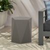 Side Table With Geometric Design - Light Gray - Image 2
