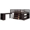 Full Loft Low Study Bed With Cabinet, Shelves And Rolling Portable Desk, Multiple Functions - Espresso - Image 4