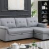 Lexi - Vegan Leather Modern Reversible Sleeper Sectional Sofa With Storage Chaise - Gray - Image 5