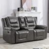 2 Seater Home Theater Recliner Manual Recliner Chair With A Storage Box And Two Cup Holders For Living Room - Gray - Image 3