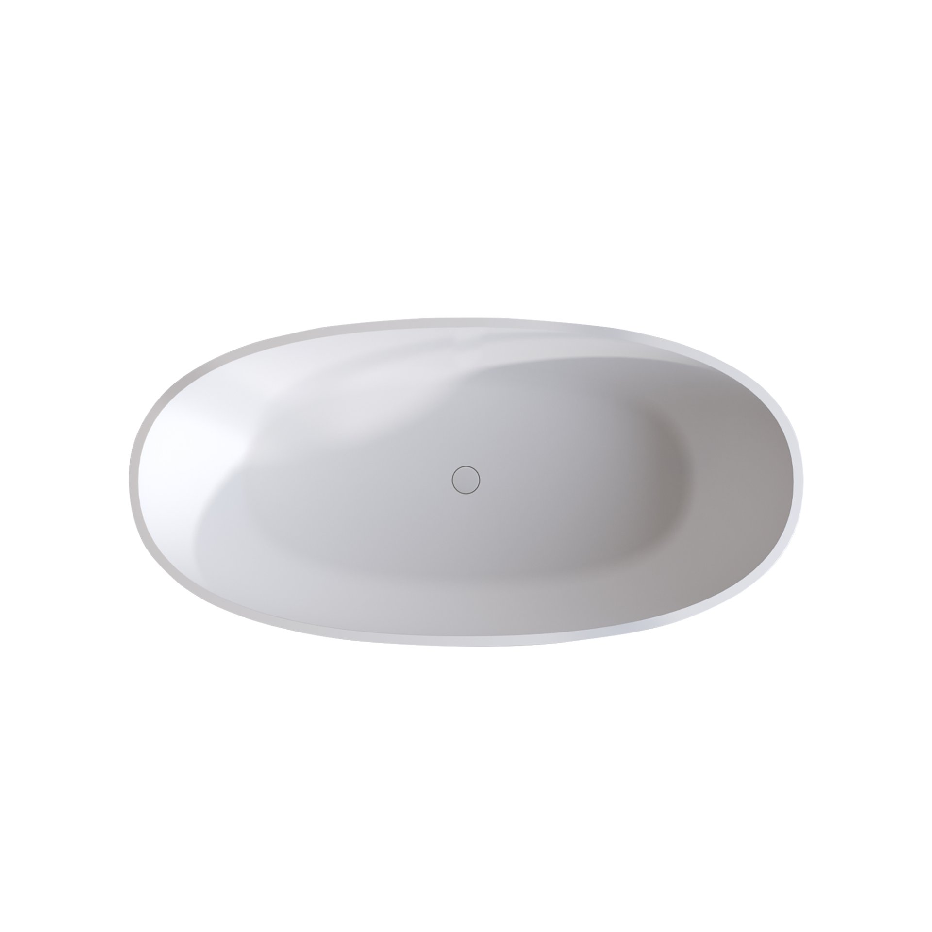 Solid Surface Matte Tub, Solid Surface Soaking Tub, Stone Resin Freestanding Bathtub, Thick Edge Stand Alone Tubs With Overflow, Pop-Up Drain (Oval) - Matte White - Image 11