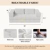 Convertible Couch Bed With 2 Pillows, 3 Seat Folding Floor Couch & King Size Bed Mattress, Diy Combination - Beige - Image 12
