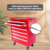 Red 7 Drawer Metal Rolling Tool Chest With Locking System And Wheels, Steel Construction - Red - Image 4