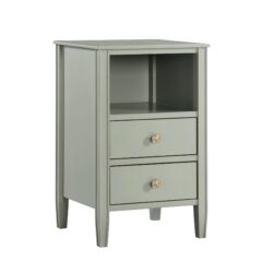 Winston - 2 Drawer Storage Nightstand With Fluted Tapered Legs And Knobs - Antique Gray
