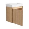 Minimalist Wall Mounted Bathroom Vanity With Ceramic Sink And Storage Cabinet - Oak - Image 13