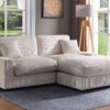 Modular Sectional Sofa, 4 Seater Oversized Sectional Sofa, Corduroy Fabric With 2 Ottoman Bench And 2 Pillows, Modular Sectionals Sofa Couch For Living Room - Cream - Image 16