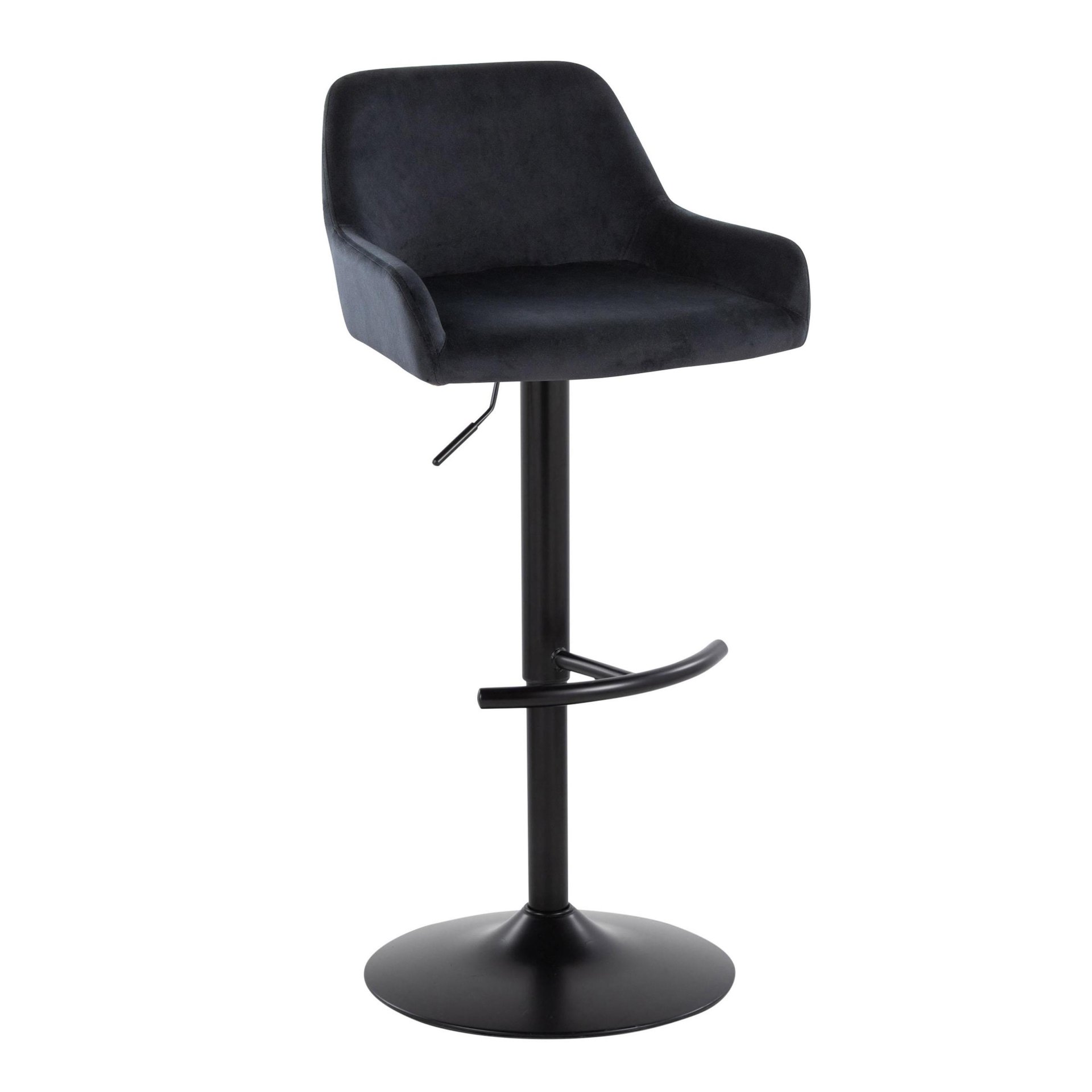Daniella - Contemporary Adjustable Barstool With Swivel With Rounded T Footrest (Set of 2) - Black - Image 2
