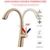 Elegant Single Handle Stainless Steel Pull Out Kitchen Faucet With High Arch Spout - Brushed Gold - Image 6
