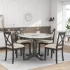5 Pieces Dining Table And Chairs Set For 4 Persons, Kitchen Room Solid Wood Table With 4 Chairs - Gray - Image 2