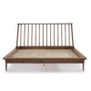 Mid-Century Modern Solid Wood Queen Platform Bed Frame With Spindle Headboard - Caramel - Image 2