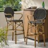 Outdoor Wicker And Aluminum French Barstools (Set of 2) - Black - Image 2