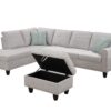 Alger - 98" Wide Left Hand Facing Sofa & Chaise With Ottoman - Light Gray - Image 15
