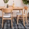 Brilliantine Dining Chair With Cushion And Wood Frame (Set of 2) - Light Beige / Natural Oak - Image 2