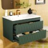 Wall Mounted Bathroom Vanity With Resin Sink, Floating Bathroom Storage Cabinet With 2 Drawers, Bathroom Cabinet - Green - Image 24