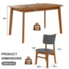 Mid Century Modern Dining Table Set For 4, Solid Wood Dining Table And Solid Wood Chairs, 5 Pieces Farmhouse Dining Table And 4 Upholstered Chairs - Brown / Gray - Image 3