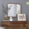 Square Mirror With Wood Frame, Wall Mirror For Living Room Bathroom Entryway - Brown - Image 6