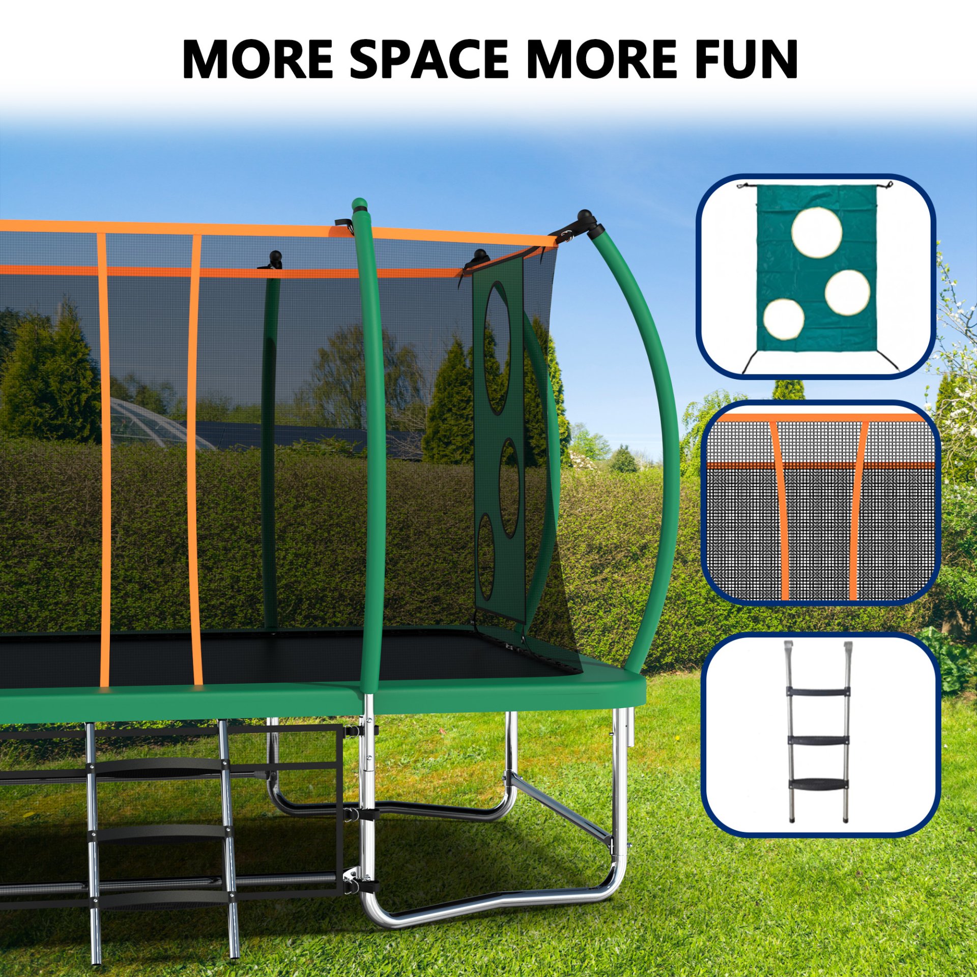 Outdoor Square Trampolines For Kids Adults Long Rectangular Tumbling Trampoline - Green - Image 12
