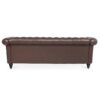 Rolled Arm Chesterfield Three Seater Sofa - Dark Brown - Image 7