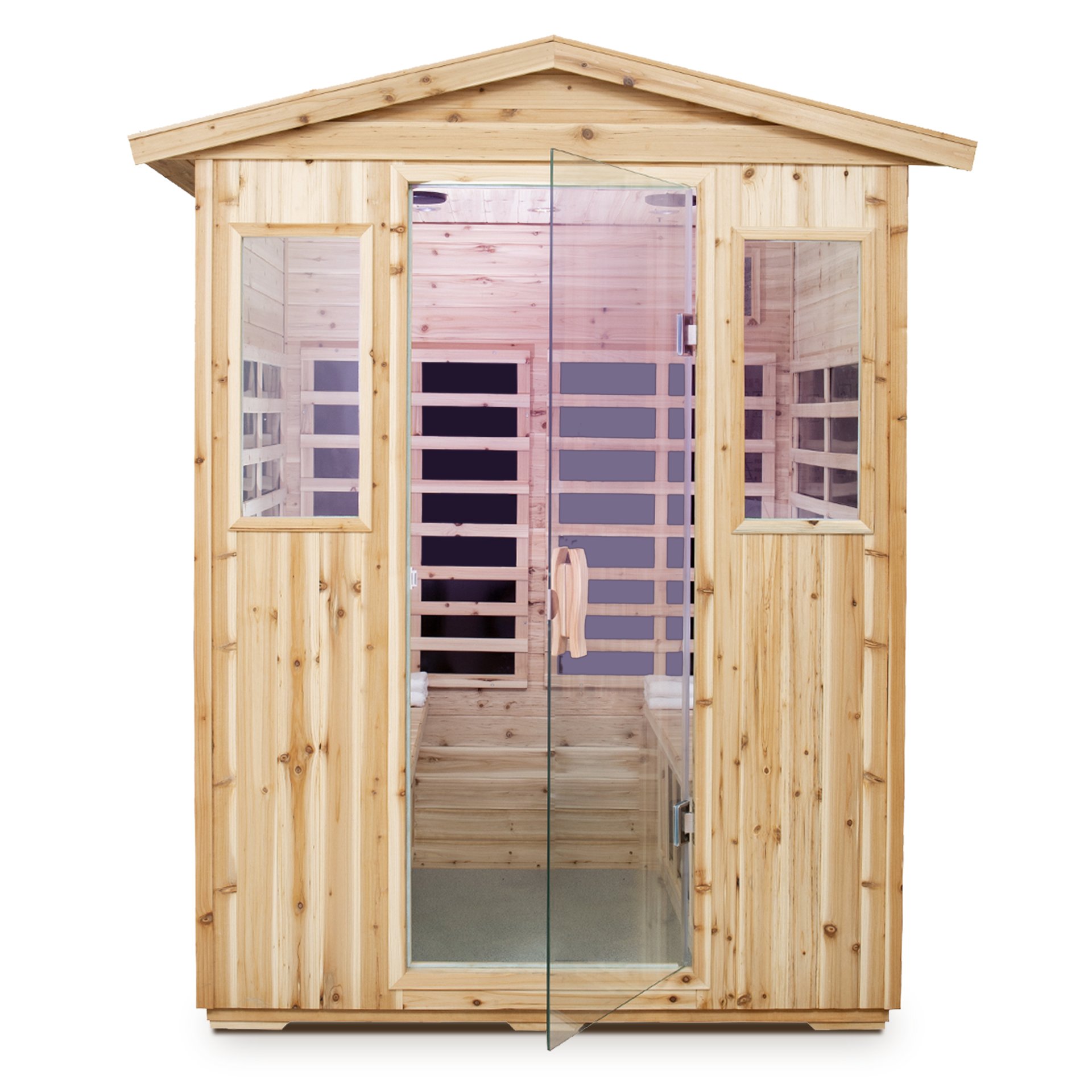 4 Person Old Fir Far Infrared Outdoor Sauna Room - Natural - Image 5