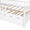 Twin Size House Bed With Trundle, Kids Bed With Shelf - White - Image 11