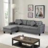 Modern Sectional Sofa Set With L Shape Chaise Lounge, Cup Holder, 4 Seat - Gray - Image 2
