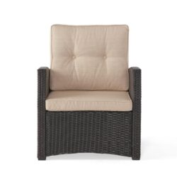 St Marta - Single Sofa Outdoor Relaxation Rattan Iron Waterproof Fabric - Dark Brown