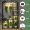 Large Plant Stand Indoor With Grow Light, Tall Plant Shelf, 8 Tiered Heavy Duty Metal Plant Stand, Square Flower Stand Display Rack For Living Room - Walnut / Black - Image 5
