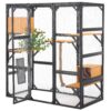 Outdoor Cat House, Diy Cat Enclosure With Double Enter Doors - Black Brown - Image 10