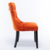 Nikki - Modern, High-End Tufted Solid Wood Contemporary Velvet Upholstered Dining Chair With Wood Legs Nailhead Trim (Set of 2) - Orange - Image 5