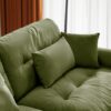Modern Oversized Velvet 2 Seater Sofa With Ottoman And Round Bolster Armrests - Olive Green - Image 11