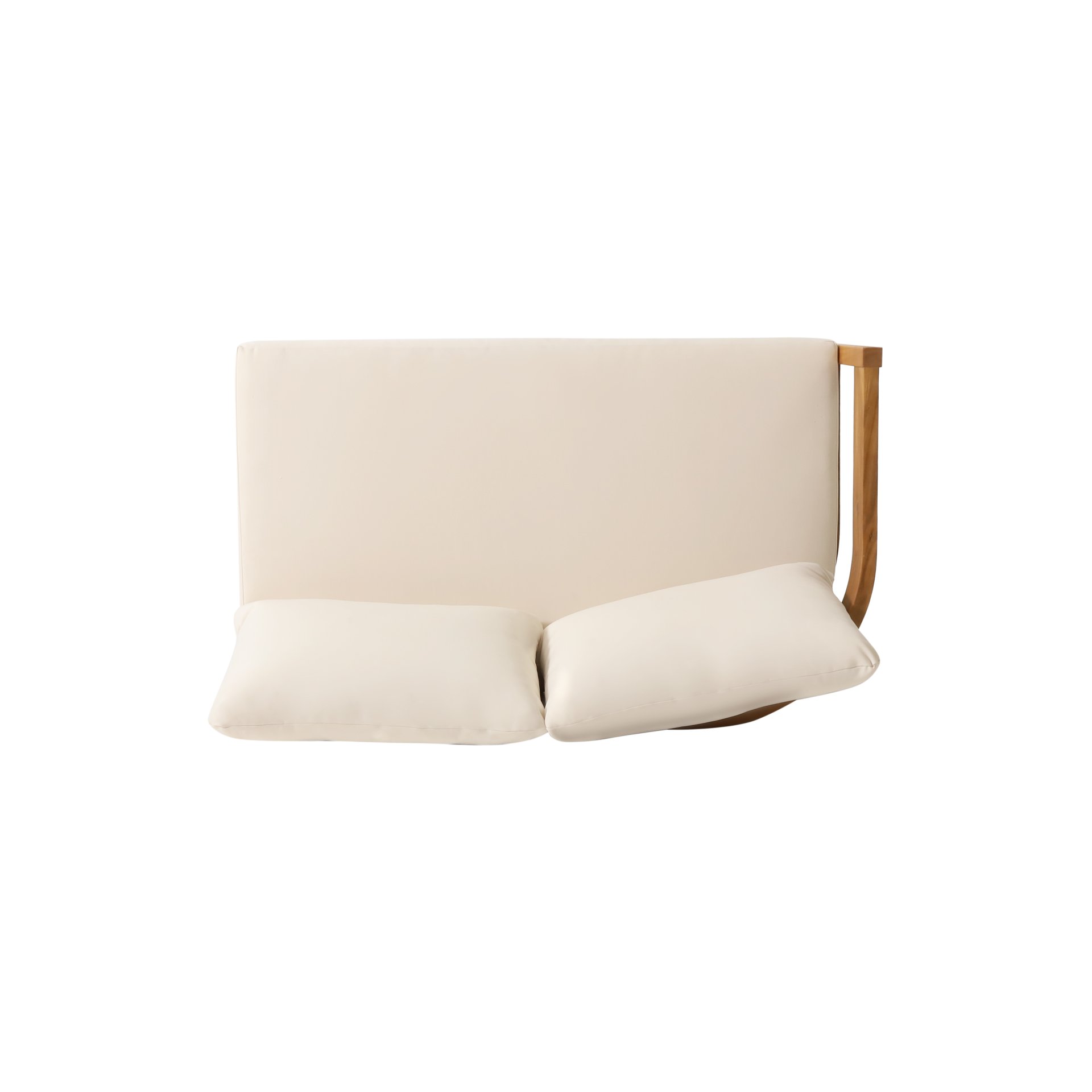 Brooklyn - Sofa Set Rounded Tuxedo Design - Teak / Beige - Image 6