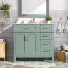 36" Bathroom Vanity With Sink, Soft Close Doors, And Storage Drawers - Green - Image 2
