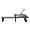 Jason - Chaise Lounge Adjustable Acacia Wood Outdoor Furniture - Black White - Image 7