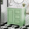 Bathroom Vanity Cabinet With Ceramic Basin, 3 Drawers And Adjustable Shelves - Green - Image 5