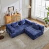 Convertible Floor Sofa Bed With Fixed Shape Frame, Boneless Modular Sectional Sofa, For Living Room - Dark Blue - Image 14